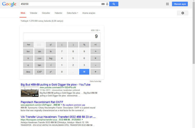 Google Hesap Makinesi -  - Google arama çubuğunun bir hesap makinesi olarak kullanıldığını biliyor muydunuz? Sıkıcı ve uzun matematik işlemlerinizde Google'dan biraz yardım alabilirsiniz.