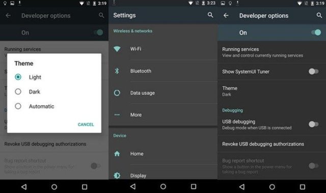 Android 7.0'de koyu arayüz seçeneği sunulabilir.