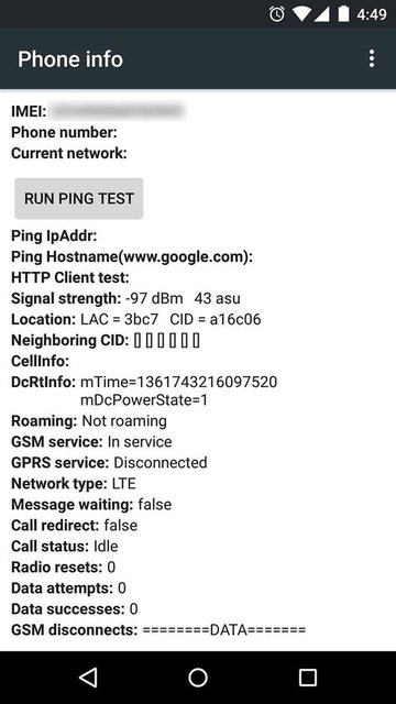 Bu alanda IMEI numrasını, GSM bilgilerini ve bağlı olduğunuz internet ağını görmek mümkün.