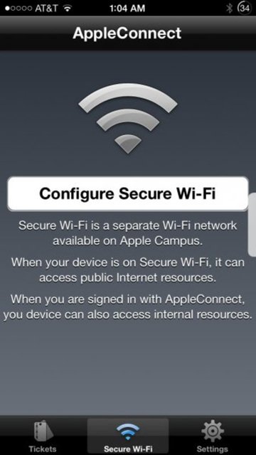 AppleConnect   -  - AppleConnect Apple çalışanının diğer uygulamalar ve hizmetlere oturum açmasını sağlayan güvenli bir hizmettir. İçeriğinde ilginç bir şifreleme sistemi mevcut. Parmağınızı kaydırarak desen girme yanı sıra şifre ile giriş yapılabiliyor.