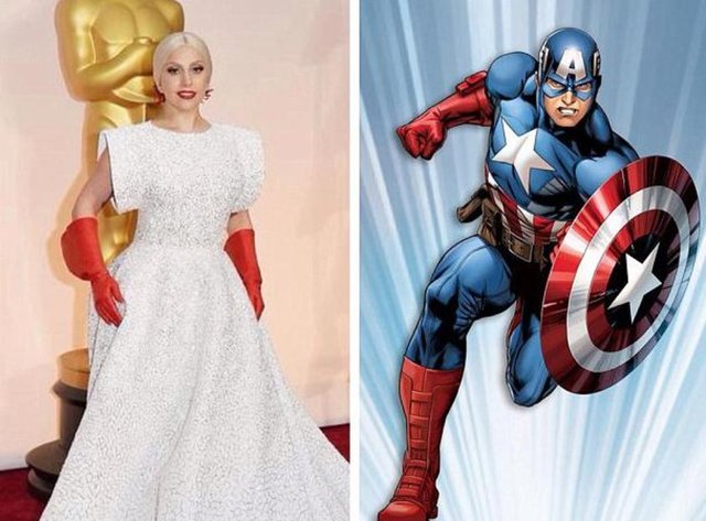 Bazı kullanıcılar Lady Gaga'yı, Kaptan Amerika'ya benzetti.