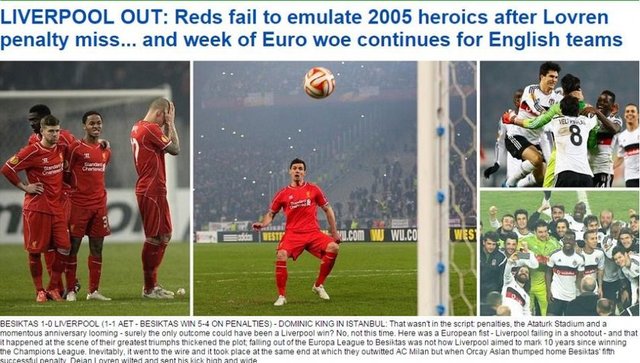 DAILY MAIL: LIVERPOOL ELENDİ! İngiliz takımları için Avrupa'da hüzün haftası devam ediyor.