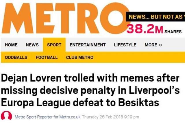 METRO: "Lovren, kader penaltısını kaçırdı ve Liverpool dalga konusu oldu"