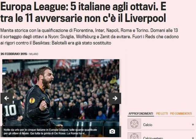 LA GAZZETTA DELLO SPORT: "İlk maçta penaltıyla zaferi getiren Balotelli'nin olmadığı penaltılarda Liverpool elendi"