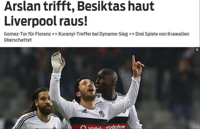 BILD: "Arslan attı, Beşiktaş Liverpool'u eledi"