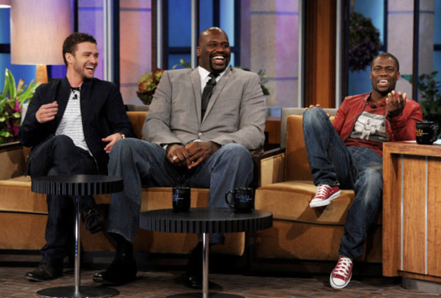 Justin Timberlake: 0 (Shaquille O'Neill'a yakınlığına göre ayarlandı), Shaq: 1 (vücut ebadına göre ayarlandı), Kevin Hart: 1