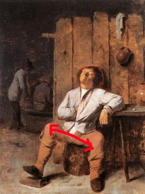 Adriaen Brouwer'ın A Boor Asleep tablosundaki "kaba adam" -
