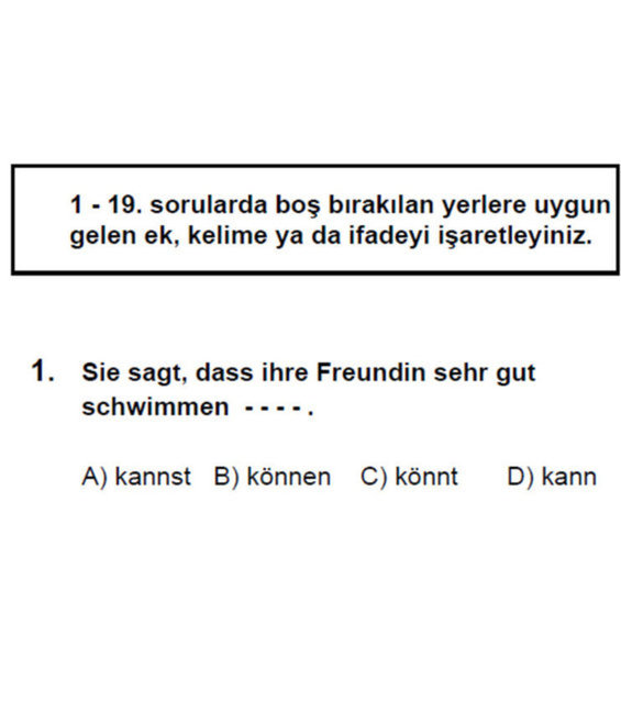 Almanca Soru ve Cevapları - CEVAP: D