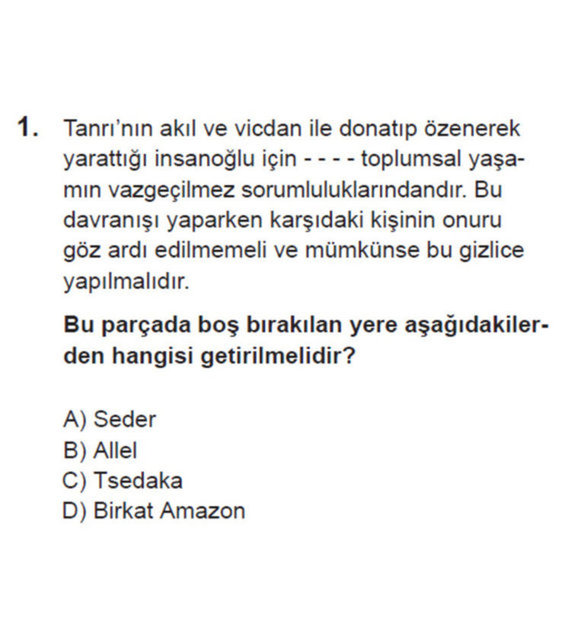 Musevilik Soru ve Cevapları  - CEVAP: C