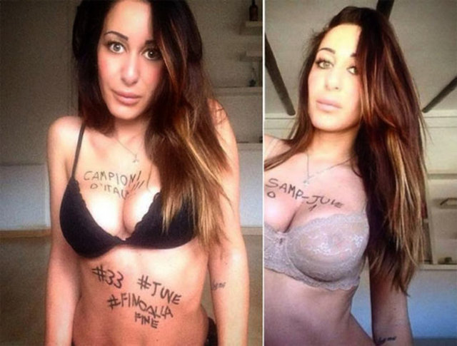 İtalya Ligi'nde Juventus, Sampdoria'yı deplasmanda 1-0 yenerek şampiyonluğunu ilan ederken TV sunucusu Emanuela Iaquinta'dan sürpriz bir kutlama geldi