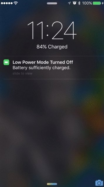 'Düşük Güç Modu Kapatıldı' bildirimini parmağınızla sola doğru kaydırıp...