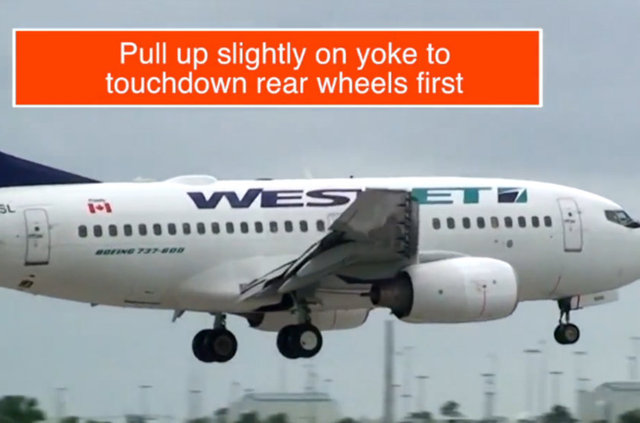 Uçağın önce arka tekerlerini sonra da burnunu aşağı indirin