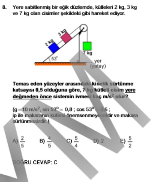 LYS 2 Fizik soru ve cevapları