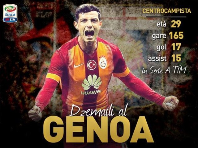 Genoa, Galatasaray'dan Dzemaili'yi kiralık olarak transfer ettiğini açıkladı.