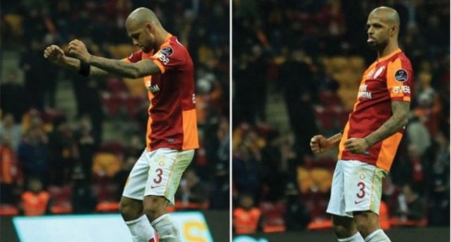 Galatasaray Beşiktaş derbisi sonrası Felipe Melo yaptığı dans ile uzun süre gündemden düşmemişti. Beşiktaş taraftarı büyük tepkisini alan Brezilyalı yıldız, PFDK tarafından Disiplin Kurulu'na sevk edilmesine rağmen ceza almamıştı. -