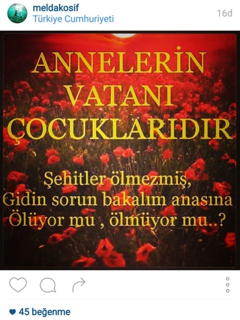 MELDA KOSİF'İN İNSTAGRAMDAN PAYLAŞTIĞI FOTOĞRAF