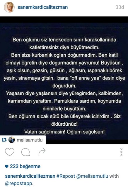 SANEM TEZMAN'IN İNSTAGRAMDAN PAYLAŞTIĞI FOTOĞRAF