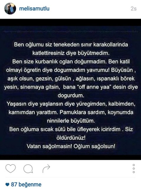 MELİSA MUTLU'NUN İNSTAGRAMDAN PAYLAŞTIĞI FOTOĞRAF
