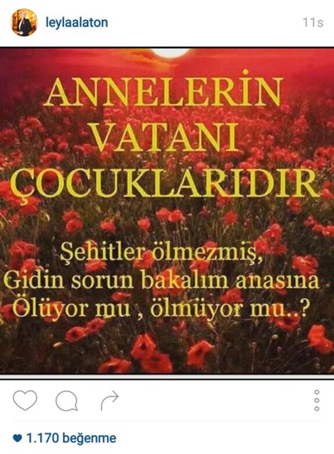 LEYLA ALATON'UN İNSTAGRAMDAN PAYLAŞTIĞI FOTOĞRAF