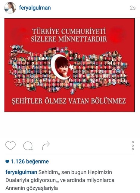 FERYAL GÜLMAN'IN İNSTAGRAMDAN PAYLAŞTIĞI FOTOĞRAF