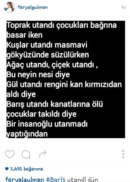 FERYAL GÜLMAN'IN İNSTAGRAMDAN PAYLAŞTIĞI FOTOĞRAF