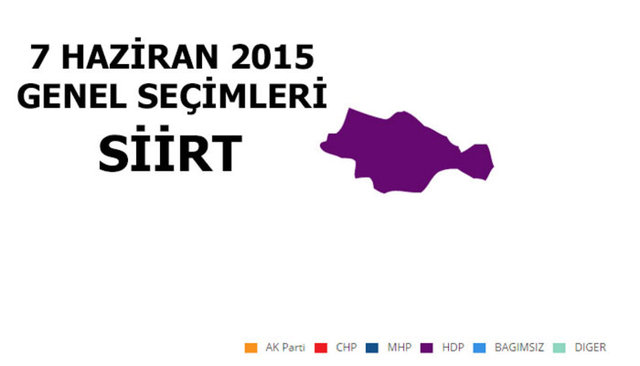 HDP: %65,81 - MİLLETVEKİLİ SAYISI: 2 - AK PARTİ: %28,17 - MİLLETVEKİLİ SAYISI: 1 - MHP: %2,36 - MİLLETVEKİLİ SAYISI: 0 - CHP: %1,21 - MİLLETVEKİLİ SAYISI: 0 - SP: %1,04 - MİLLETVEKİLİ SAYISI: 0
