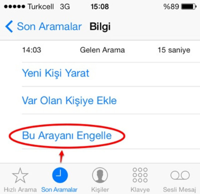 Şimdi açılan menüden "Daha fazla" seçeneğine, ardından "Engelle" seçeneğine dokunun. 