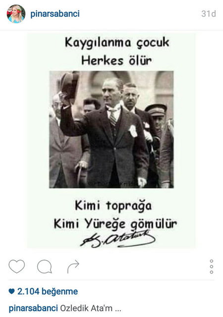 PINAR SABANCI'NIN PAYLAŞTIĞI FOTOĞRAF