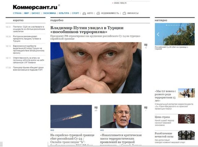 Haber Rusya'da gündemin birinci sırasına oturdu. Rusya'da yayınlanan `Kommersant` gazetesi, "Türkiye'nin tutumunun dostça bir tavır değil" yorumunda bulunarak Suriye'ye yeni uçakların takviye olarak gönderileceğini" yazdı.