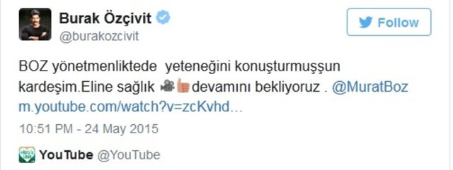 Yakışıklı yıldız, 'yönetmenlikte de' yazacaktı ama o da bağlaç hatası yapmış.