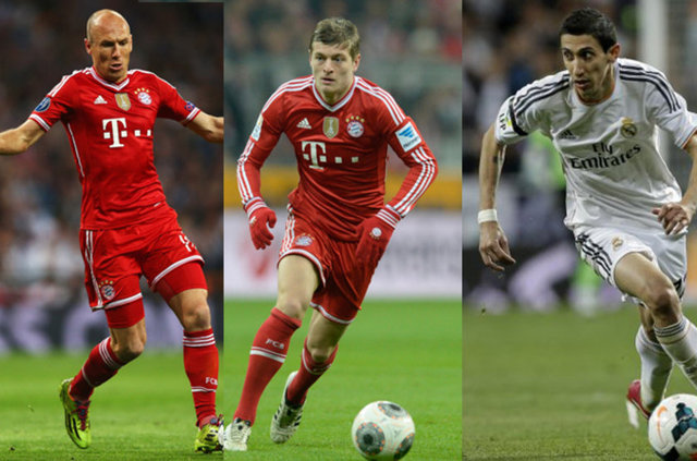 Orta Saha: Robben (Bayern Münih), Kroos (Bayern Münih), Di Maria (Real Madrid)