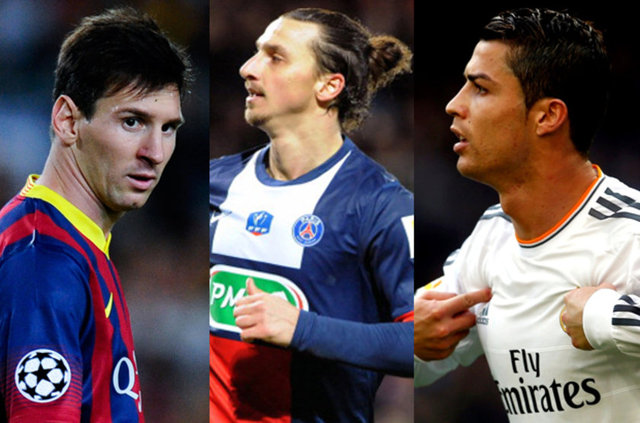 Forvet: Messi (Barcelona), İbrahimovic (Paris Saint Germain), Cristiano Ronaldo (Real Madrid)