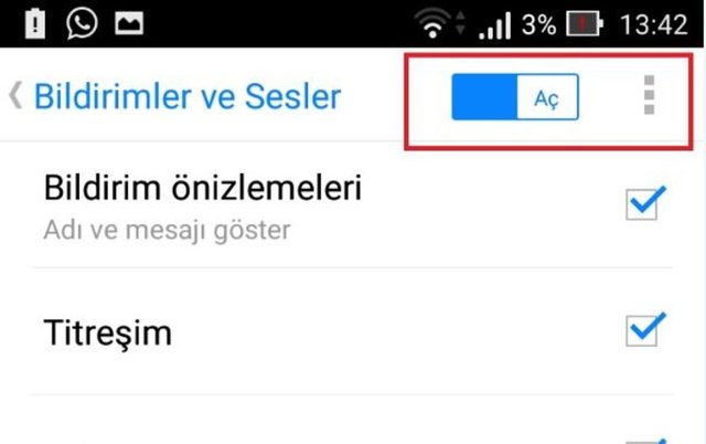 Daha sonra 'Bildirimler' seçeneğine gelerek ne kadar bildirim almka istemiyorsanız seçin.