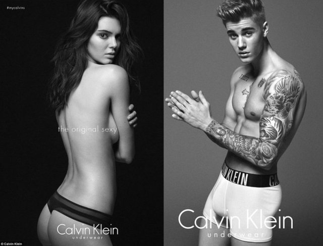 Kendall Jenner ve Justin Bieber'in Calvin Klein'ın reklam yüzü olmaları 2015'in olay kapağıydı.