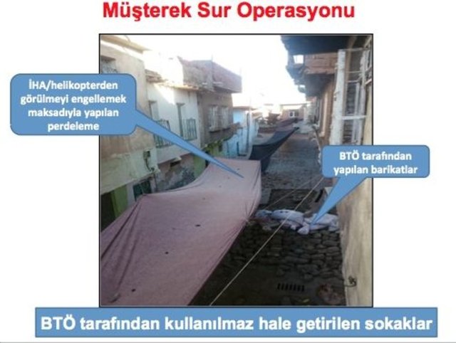 İşte teröristlerin 'Kobani Taktiği'!  - Güvenlik güçlerinin Diyarbakır'da bölücü terör örgütüne yönelik operasyonları sürerken teröristler evlerin dış cephelerine açtıkları küçük deliklerden güvenlik güçlerine ateş açıyor. Söz konusu delikleri, ateş sırasında namlu ağzı alevinin belli olmaması ve yerlerinin tespit edilmemesi için küçük tutan teröristlerin bu yöntemi Ayn el Arap'ta (Kobani) da kullandıkları belirtildi. -  
