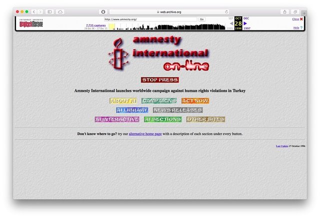 Amnesty International, İnsan Hakları Organizasyonu'nun resmi web sitesi. Site 1994 yılında tasarlandı.