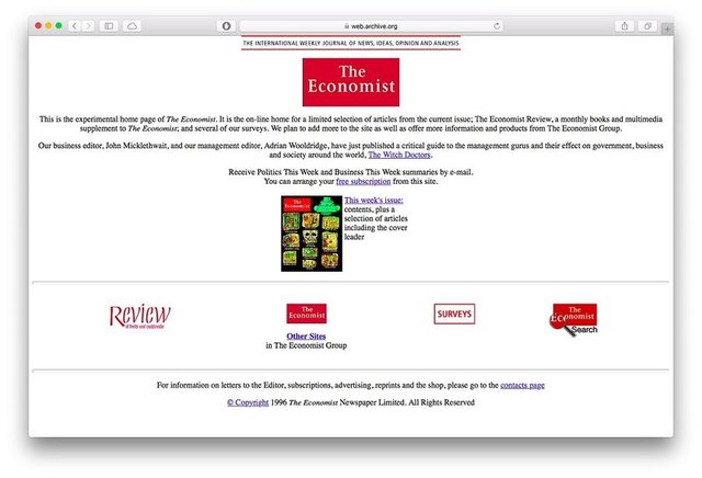 The Economist'in web sitesi 1994 yılında böyle görünüyordu.