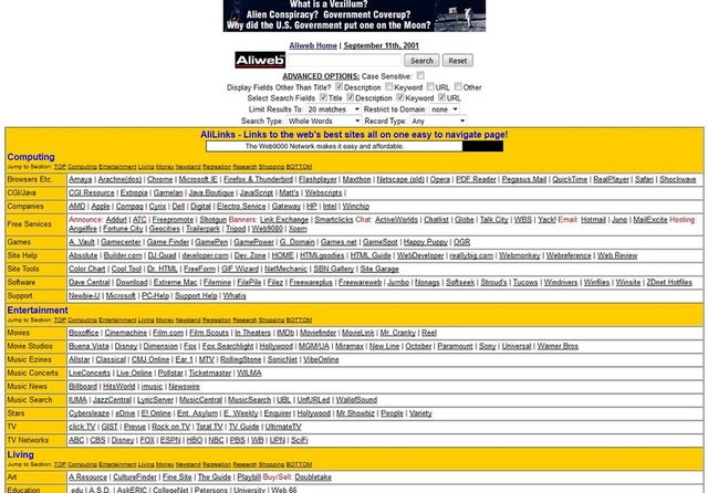 Aliweb'in 2015'teki hali.. Hiç değişime uğramamış gibi görünüyor.