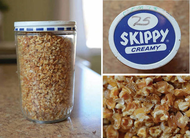 1970'li yıllardan kalma içi mısır dolu bir fıstık ezmesi kavanozu bulundu.  -  