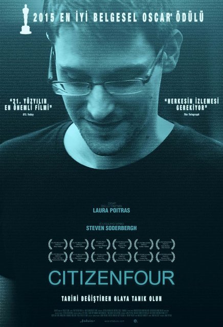 11-Citizenfour (2014): Snowden ile ilgili gizli bilgilere ulaşmayı beklerken daktilo başına geçmemizi salık veren tuhaf bir belgesel. Oscar ödülü, yazışmaların üzerlerine yağmasını isteyen garantici ve tembel Akademi üyelerinden kaynaklanıyor. -  