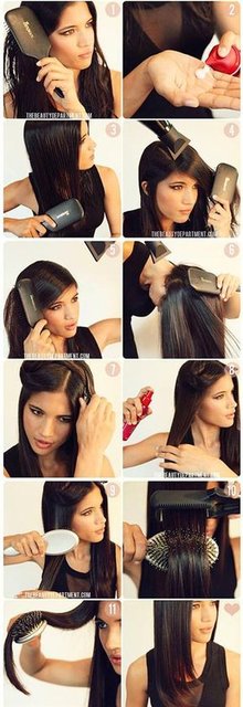 Şekildeki gibi saçınızı kuruttuktan sonra düzleştirmeye başlayın.