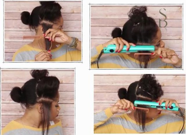 Düz tarak ile birlikte, düzleştiriciyi şekildeki gibi kullanmak, saçınızın aynı noktasına ısı uygulanmasını engelleyerek saç hasarınızı minimize eder.Pürüzsüz düzleşmiş bir saça sahip olmak da cabası!