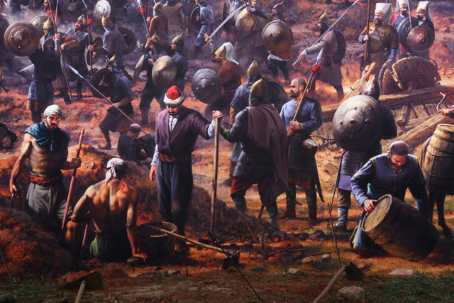 25-26 MayısEğrikapı civarında oldukça ilerlemiş yedinci ve en tehlikeli tünelin farkına varan müdafiler bu girişimi de engellediler. Dur durak bilmeyen saldırılardan ve topçu ateşinden bunalan Bizanslılar manevi destek için bir ayin düzenlediler. Ancak ayin sırasında Hz. Meryem'in ikonasının yere düşmesi morallerin bozulmasına ve kötüye işaret olarak algılanmasına sebep oldu.