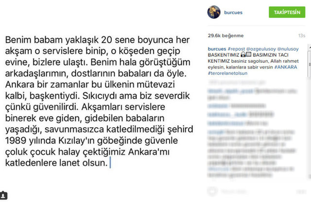 Ünlü sunucu Burcu Esmersoy ise Instagram'da 'repost' ettiği bu sözleri paylaştı.