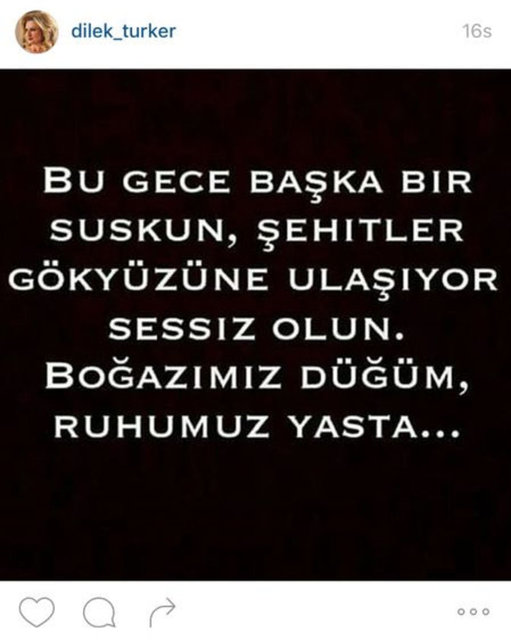 DİLEK TÜRKER'İN INSTAGRAMDAN PAYLAŞTIĞI FOTOĞRAF