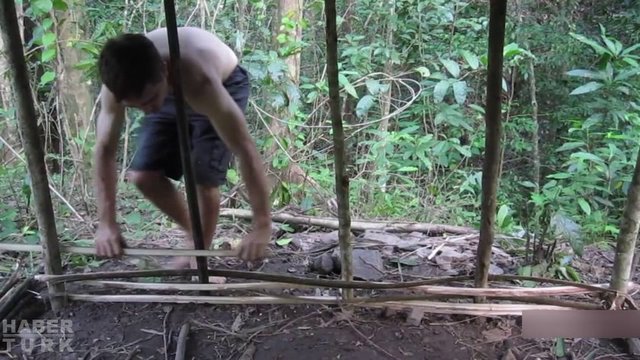 İncelttiği dalları ise fotoğraftaki gibi dikey odunların arasından geçiriyor...