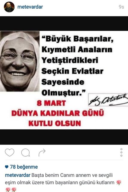 METE VARDAR'IN KADINLAR GÜNÜ İLE İLGİLİ PAYLAŞIMI