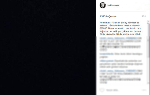 HELİN AVŞARYazıcak birşey kalmadı da aslında... Güzel Ülkem, masum insanlar