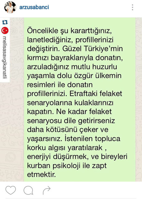 ARZU SABANCI'NIN SOSYAL MEDYADAN PAYLAŞTIĞI FOTOĞRAF