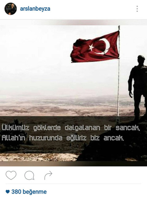 BEYZA ARSLAN'IN SOSYAL MEDYADAN PAYLAŞTIĞI FOTOĞRAF